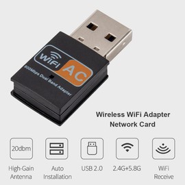 Ziyan AC 600Mbps WLAN Stick Dual Band 2.4GHz / 5GHz WiFi Dongle USB Wireless Adapter
