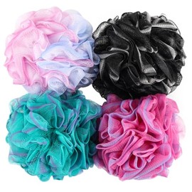 Btyms Loofah Sponge Gram Shower Pouf Bath Scrunchies Puff Exfoliating Body Wash Scrubber Puffs For Washing Set