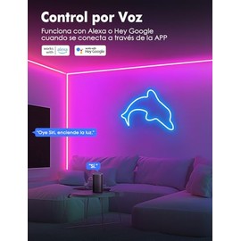 Luces Led Alexa WiFi 6.5M Tira Led Neon RGB para Cuarto Luz Compatible con Google Assistant Flex Tiras Manguera Impermeable Led Lights Casa Inteligente Exterior Dinamica Habitacion Strip Fiesta