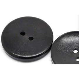 12 Wooden Buttons in Black 30 mm 2 Hole Button for Sewing and Crafts