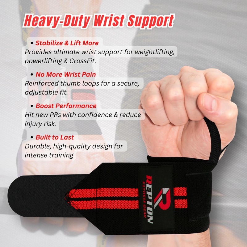 Weightlifting Wrist Wraps - Professional Grade with Thumb Loops -