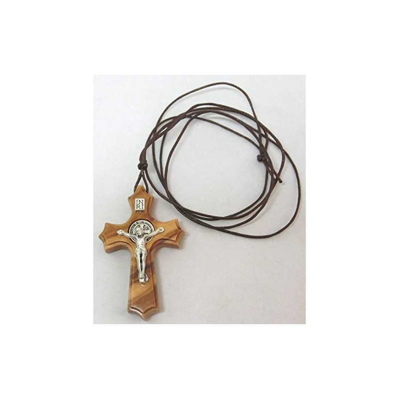 GTBITALY 10.023.90 Lac Necklace Cross of Saint Benedict Olive Wood