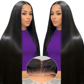 Wear and Go Glueless Wigs Black Human Hair Pre Plucked Pre Cut With Baby Hair 7x5 HD Lace Closure Wig Natural Bye Bye Knots Glueless Wig Straight Wigs Human Hair for Black Women 220 Density 28 Inch