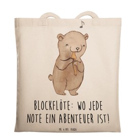 Mr. & Mrs. Panda Tote Bag Adventure Recorder Gift Sheet Music Note Shopping Bag Cloth Bag Beach Bag Violins Woodwind Instrument, White