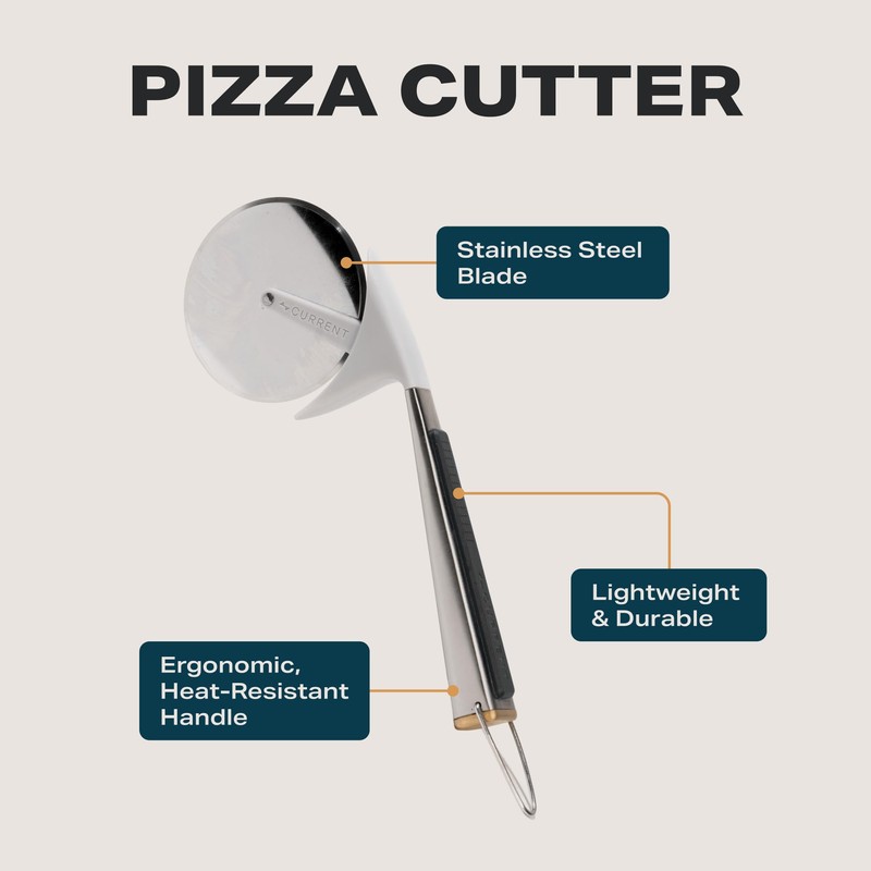 Current Pizza Cutter, Ultra-Sharp, Heavy-Duty Stainless Steel Wheel with Ergonomic