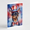 Caroline's Treasures Miniature Pinscher Patriotic American Greeting Cards Pack of
