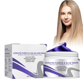Purple Hair Care Mask, 100 ml Keratin Hair Treatment Hair Mask, Colour Gloss Hair Mask, Purple Mask with Anti-Yellow Tint Effect, Hair Care Mask, Temporary Hair Dye for Dyed, Dry, Damaged Hair