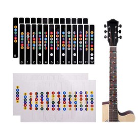 OHYER Pack of 4 Guitar Notes Stickers Guitar Fingerboard Sticker Guitar Neck Guitar Notes Sticker Colourful Stickers Notes Learning Ideal for Beginners (Black, Transparent)