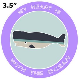 Athena Brands Whale My Heart is with The Ocean - Car Truck Window Bumper Graphic Sticker Decal - Panama Purple
