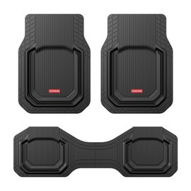 Coverado Car Floor Mats for Cars, Waterproof All Weather Protection, Deep Dish Car Mats, Universal Trim to Fit Automotive Mats Car Accessories for Cars SUV Truck, 3PCS Set, Black