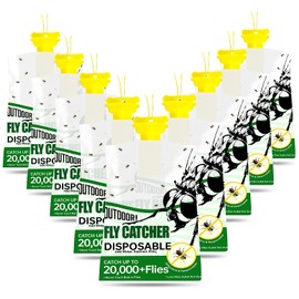 9 Pack Fly Traps Outdoor, Disposable Hanging Fly Traps with Natural Pre-Bait, Non Toxic Fly Catcher Fly Repellent for Home Backyard, Patio & Camping, Pool, Barn, Stable, Ranche, Farm