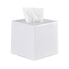 Y-in Hand Tissue Box Cover, Square Facial Tissue Holder Storage for Bathroom Vanity, Countertops, Dressers, Night Stand, Parlors and Offices - White