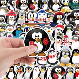 Penguin Stickers for Water Bottle,50 PCS Penguin Animal Stickers Pack for Bicycle Suitcase Laptop Phone Luggage Guitar,Waterproof Aesthetic Vinyl Stickers for Teens Party Favors