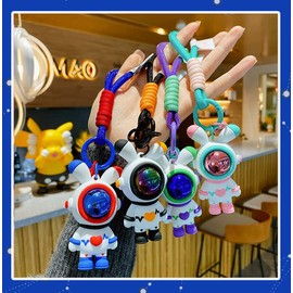 BONICI - Llavero creativo con diseño de conejo de corazón y diseño de astronauta, Azul, S