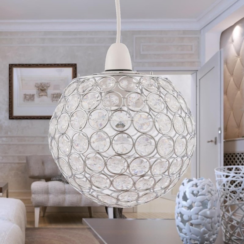 Modern Clear Jewelled Globe Ceiling Light Shade Acrylic Crystal Sphere