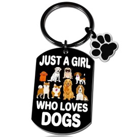 Crizaor Dog Gifts Cute Keychain Gifts For Dog Lover Best Dog Mom Gifts Dog Lovers Gifts For Women Girl Dog Mom Gifts For Women Dog Owner Gifts Just a Girl Who Loves Dogs Keyring Necklace