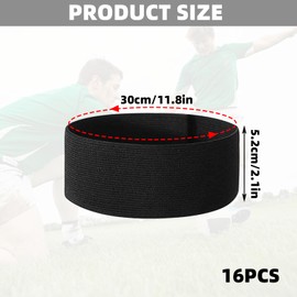 16 PCS Black Armbands Mourning, Black Mourning Armbands Formal Elastic Captains Armband, Loop Closure Sports Exercise Armband, Ideal for Football, Basketball and Shooting for Funeral Condolences