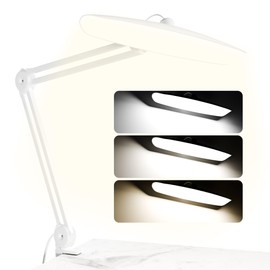 gelpal 3000 Lumens Adjustable LED Desk Lamp & Task Lamp - Bright, Dimmable Lighting for Office, Crafts, Nails &Salon Hobbies with Clamp (CCT, White)