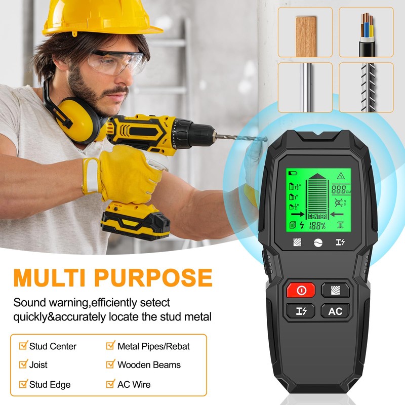 Stud Finder Wall Scanner，WOVTE 7 in 1 Electronic Stud Finder