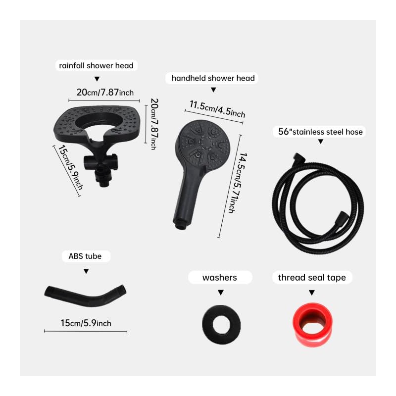 Botare Black Shower Head with Handheld Spray Combo 2 in
