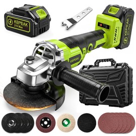 Cordless Angle Grinder, 4-1/2 Inch 3-Speed Brushless Power Grinder with Battery & Charger, Complete Accessories Kit, Electric Cut Off Tool for Metal Cutting, Grinding, Polishing