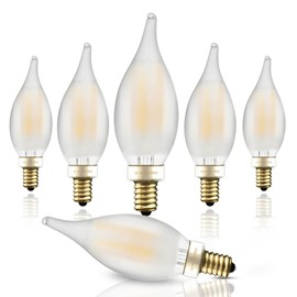 Hizashi Frosted Candelabra Light Bulbs 60 watt LED Dimmable, E12 Candelabra Bulb 2700K Soft White, Flame Tip CA11, Chandelier Light Bulbs 90+CRI, 550LM, UL Listed, 6 Pack