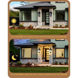 EDISHINE Dusk to Dawn Outdoor Wall Lights, 20.4" Large Size Exterior Lantern Fixture, Porch Lights Wall Mount, Roman Wall Lamp, Waterproof Outside Wall Sconce for Front Door Garage, Black