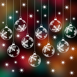 10 x Large Christmas Bauble Window Sticker with 30 x Icy Stars - Snowflake Bauble Christmas Window Stickers - Christmas Window Bauble Stickers