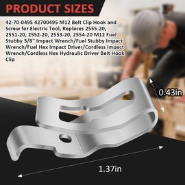 EAGLEGGO Belt Clips, 1pcs 42-70-0495 Drill Tool Clips Hook Kit with Screws for Drill Stubby Impact Wrench Hex Hydraulic Driver