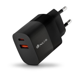 NGS BUD 33W Ultra Fast Wall Charger with 2 USB-C Ports (PD & PPS 33W) USB-A (QC 3.0 18W) Compact and Portable for Smartphones Tablets Laptops Fireproof GaN Materials Safe Simultaneous Charging