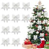 Hyran Pack of 10 Christmas Tree Bows, Glitter Christmas Bows,