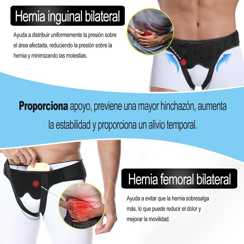 Cinturón de Soporte para Hernia, Viene con Dos Almohadillas de