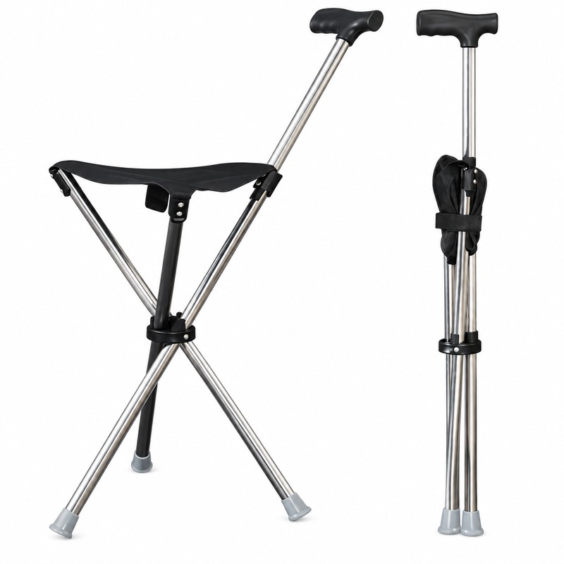 Folding Cane Seat for Outdoor Walking – Lightweight Walking Stick
