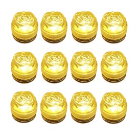 Zhiweikm Bright LED Battery Operated Flameless Tea Light, Submersible Tea Candle Waterproof Decorations Underwater Vase Light for Party & Wedding, Pack of 12 (Warm)