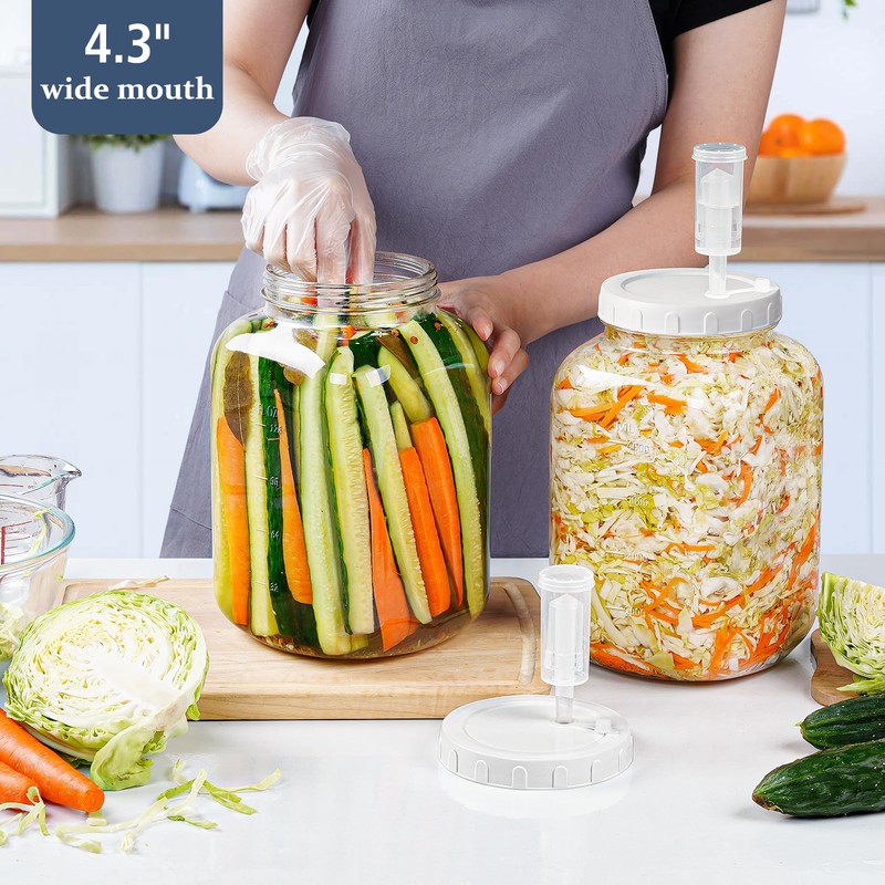 1.5 Gallon Large Fermentation Jars with 2 Airtight Lids and