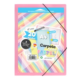 Starplast Folder with Sleeves - Plastic Folder, Document Folder, Elastic Closure, A4 Size, for School and Office Use - 20 Sleeves Green Pastel