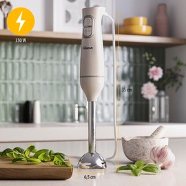 Tristar Hand Blender, Purée Stick with Stainless Steel Mixing Base, Pulse and Turbo Function, Ergonomic Shape, White, MX-4880