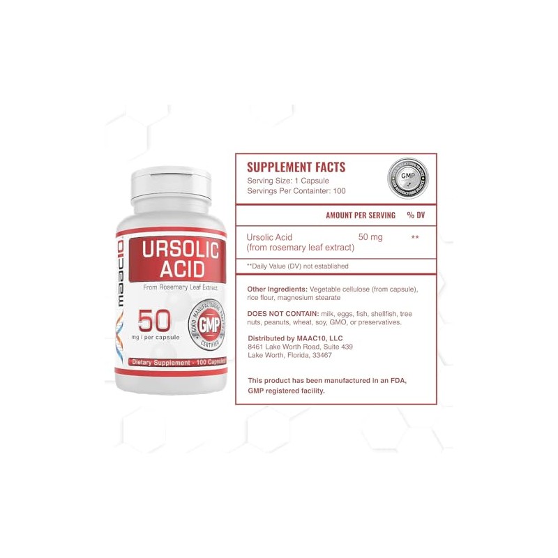 MAAC10 Formulas - Ácido Ursólico 50 m- 100 Cápsulas -