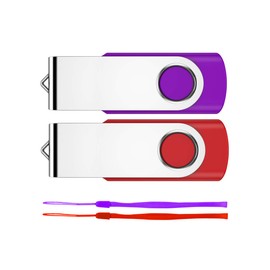 64GB Memory Stick 2 Pack-USB Flash Drives USB 2.0 Swivel Design Pen Drive,Thumb Drive for Data Storage,Zip Drive and Jump Drive with LED Light-2 colour