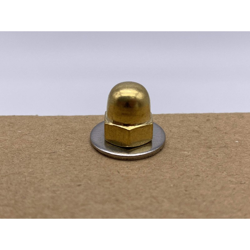 Pack of 5 Hexagonal Cap Nuts Brass M8 DIN 1587