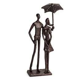 Danya B Loving Couple Under Umbrella Bronze Sculpture - Modern and Elegant Design – Metal Art - Contemporary Home and Office Décor – Modern Tabletop Décor
