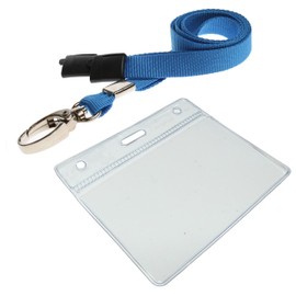 Customcard Ltd Blue Lanyard with ID Card Pocket - Sturdy Lobster Clip - Safety Break - Fully Enclosed Flexible Card Pocket Holder - Durable Lanyards for Neck - Quick Release - Conference/Office (Blue)