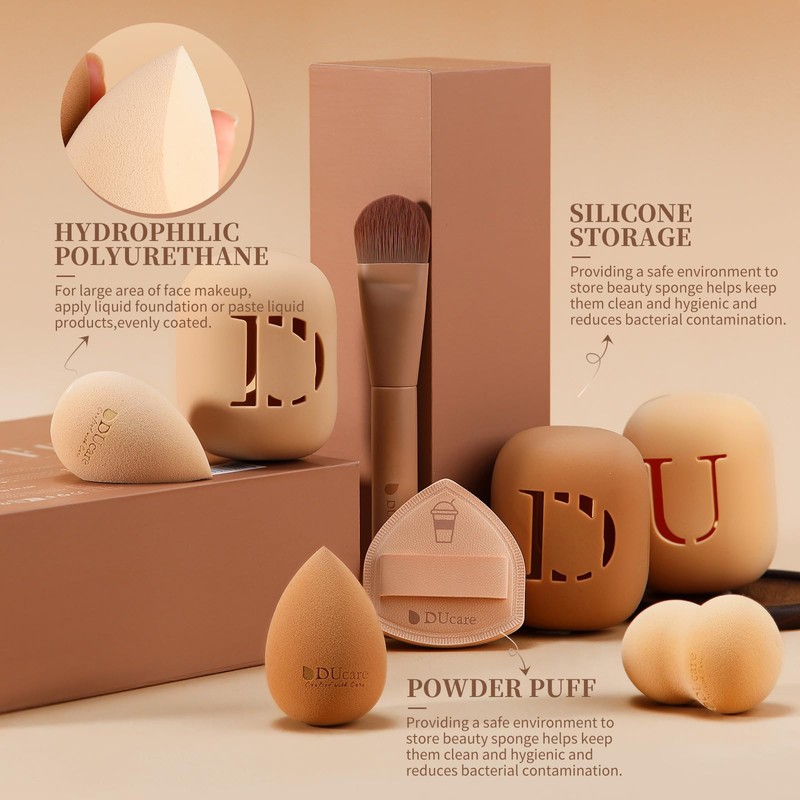 DUcare Makeup Brushes 14Pcs Coffee Series Makeup Brush set with