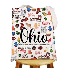 JNIAP Ohio Canvas Tote Bag Ohio Trip Gifts Ohio Souvenirs And Gifts Ohio State Reusable Grocery Bags, Ohio, Large