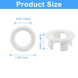 Hordion 4 Pcs Sink Overflow Ring Round Hole Trim, White Bathroom Sink Overflow Cover for Home Kitchen Bathroom