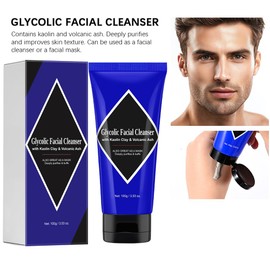 BEUKING Glycolic Facial Cleanser, Moisturizing Face Wash, Kaolin Clay & Volcanic Ash Deep Cleansing Skin Oil, Dirt Reduce Refreshing Control Oil Gentle Foaming for Face Clean