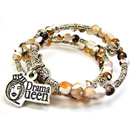ChubbyChicoCharms Drama Queen Microcrystalline Quartz Wrap Agate Stone Bracelet in Brown