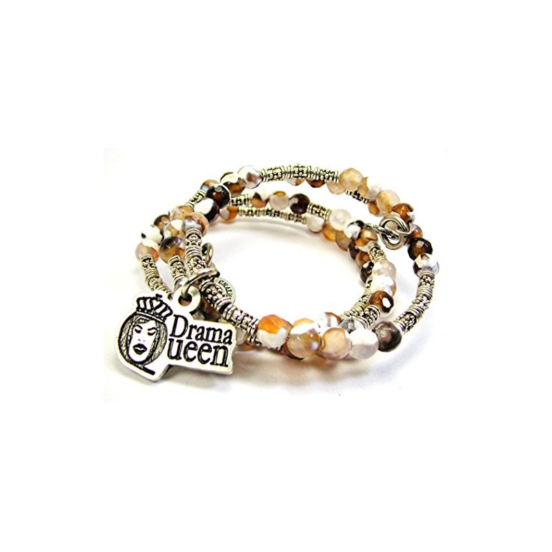 ChubbyChicoCharms Drama Queen Microcrystalline Quartz Wrap Agate Stone Bracelet in