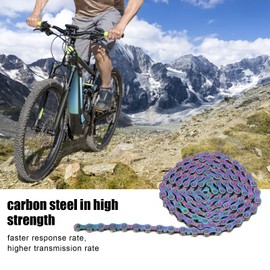 Tissting 9 Speed Bicycle Chain 1/2 x 11/128 Inch 116 Links Chain Bike Chain Variable Speed Colourful Carbon Steel Bicycle Chain for Road Bike Mountain Bike Touring Bike