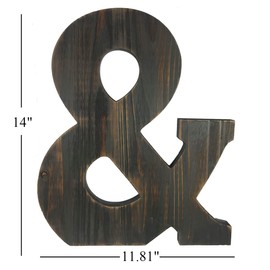 Big Letter Wall Art for Living Room, Bathroom, Bedroom, and Home Decor, Rustic Farmhouse Lettering for Family Last Names, Large Decorative Wood, 10" x 14" (Big &)